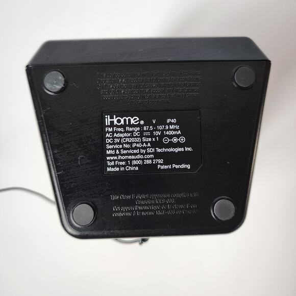 Black iHome iP40 Docking Alarm Clock Radio For iPhone iPod Lightning To 30 Prong - Picture 6 of 9